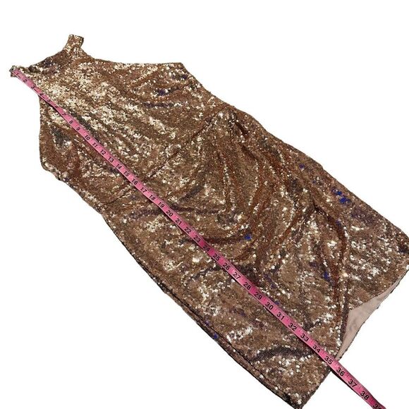 Wink Gal Rose Gold Sequin Halter Dress - Size Large - Picture 15 of 16